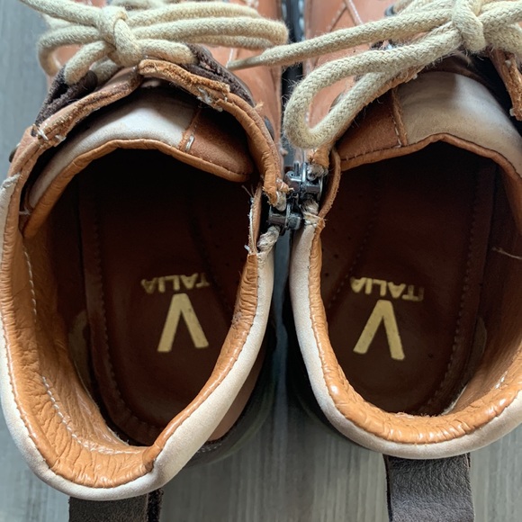 V Italia 1162 Giovanne Camel Color Leather Ankle Booties - Picture 9 of 11